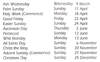 Christian Holy Days